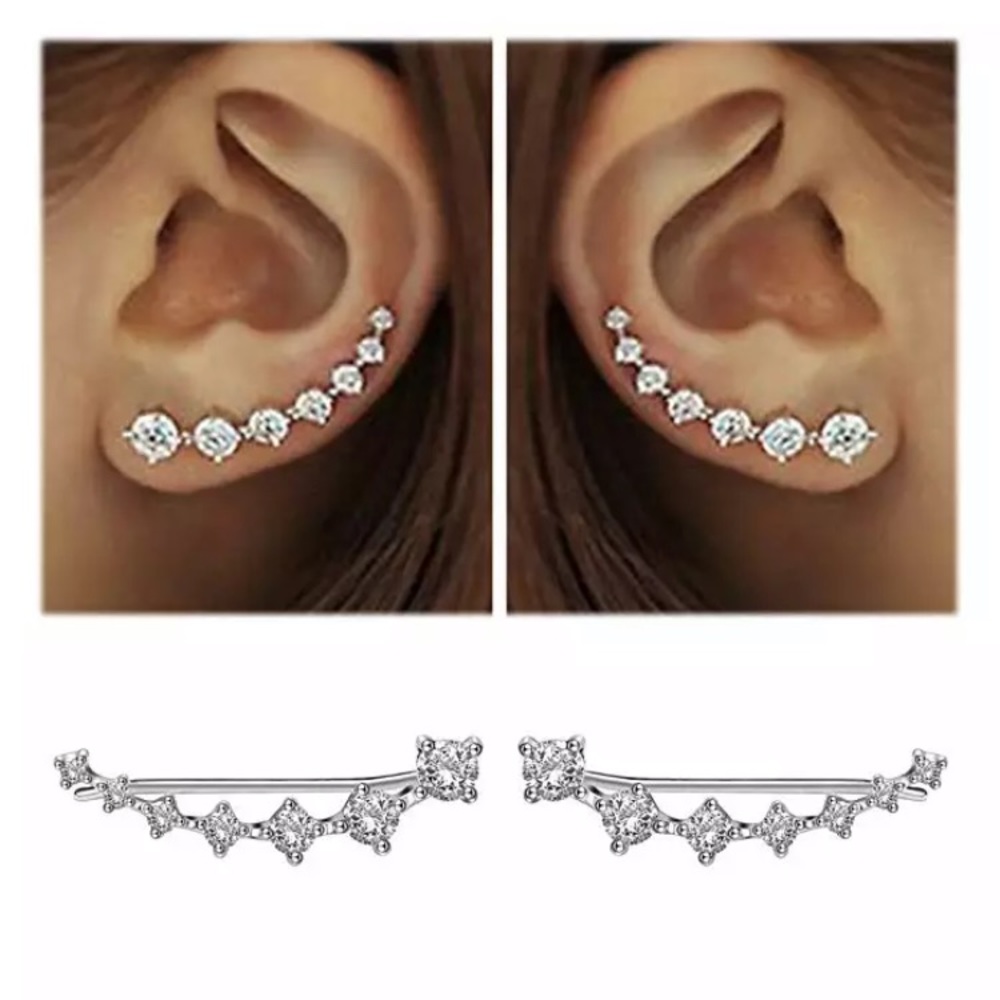 Bling Sparkly Earring Climbers - gold posts - Picture 2 of 4